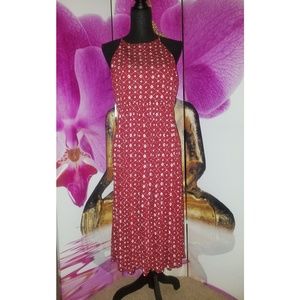 LOFT Halter Neck Tie Diamond Print Dress
